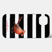 Coques Case-Mate iPhone Amoureux des oiseaux ! Cardinal rouge sur B&W Stri (Verso (horizontal))