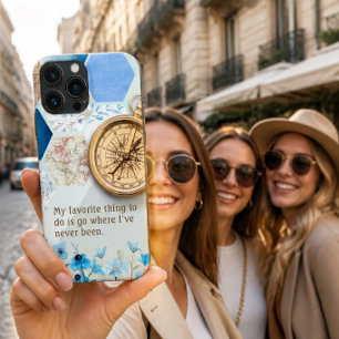Case-Mate iPhone Case Amoureux des Voyages Boussole Dorée