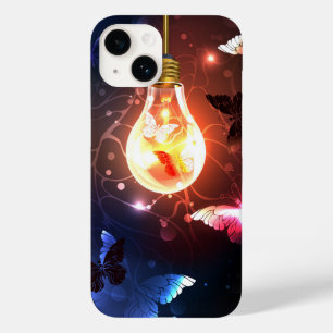Coque Pour iPhone 14 Ampoule lumineuse avec papillons nocturnes
