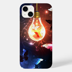 Coque Pour iPhone 14 Plus Ampoule lumineuse avec papillons nocturnes