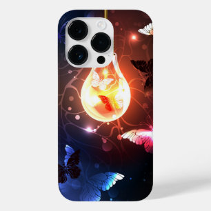 Coque Pour iPhone 14 Pro Ampoule lumineuse avec papillons nocturnes