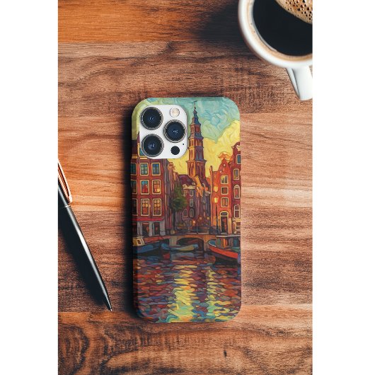 Coques Case-Mate iPhone Amsterdam canal maisons de style van Gogh