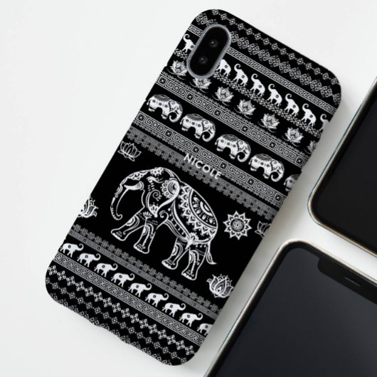 Coques Case-Mate iPhone Amusant et mignon noir blanc éléphant thaïlandais 