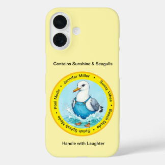 Coques iPhone 16 amusant été Splish Splash mouette déguisée