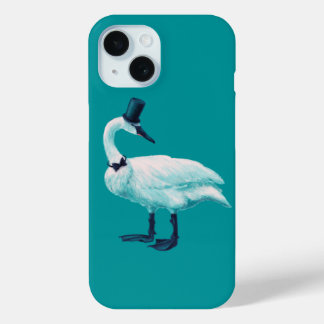 Coque Pour iPhone 15 Amusant observation des oiseaux de cygne