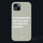 Case-Mate iPhone Case Amusant Présenté Mais Prêt À Discuter Des Chevaux<br><div class="desc">Funny Sage Green Introverted, mais prêt à discuter de cas de téléphone pour chevaux pour les équestres. Cette chemise à cheval amusante fait aussi un grand cadeau pour tout amateur de cheval. Utilisez l'outil de conception pour modifier la couleur du texte si vous le souhaitez et sélectionnez le coque de...</div>