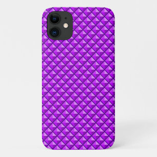 Coques Pour iPhone Amythyste violet, aspect émail, grille cloutée