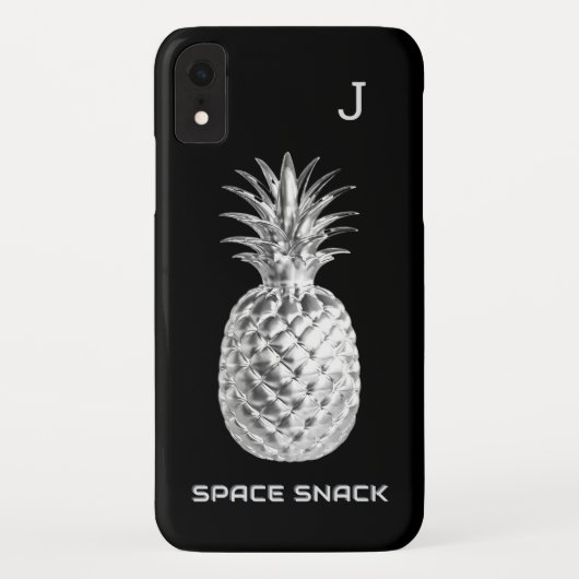 Coques Case-Mate iPhone Ananas argenté Space Snack Fruit Monogrammé (Dos)