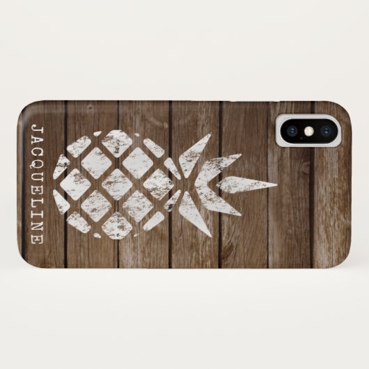 Coques Case-Mate iPhone Ananas, blanchir sur bois (Dos (Horizontal))