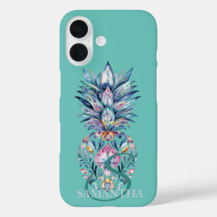 Coques iPhone 16 Ananas Coloré Menthe Verte
