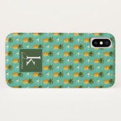 Coques Case-Mate iPhone Ananas lumineux sur le monogramme géométrique du (Dos (Horizontal))