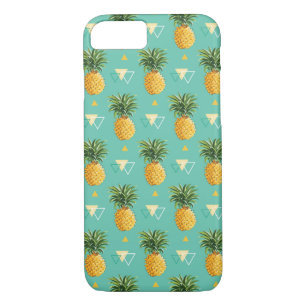 Coque iPhone 8/7 Ananas lumineux sur le motif géométrique