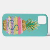 Coques Case-Mate iPhone Ananas Pailleté Rayé Vert Menthe (Verso (horizontal))