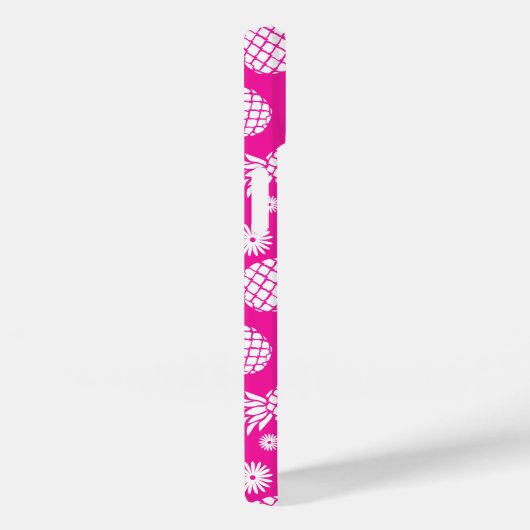 Coques Case-Mate iPhone Ananas rose chaud et motif de fleurs (Verso / Droite)