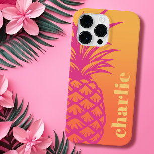 Coque Pour Pour iPhone 14 Pro Max Ananas rose chaud orange dégradé jaune rétro