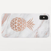 Coques Case-Mate iPhone Ananas rose Gold Foil sur Marbre blanc (Dos (Horizontal))