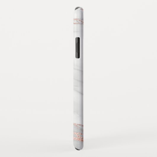 Coques Case-Mate iPhone Ananas rose Gold Foil sur Marbre blanc (Dos/Droite)