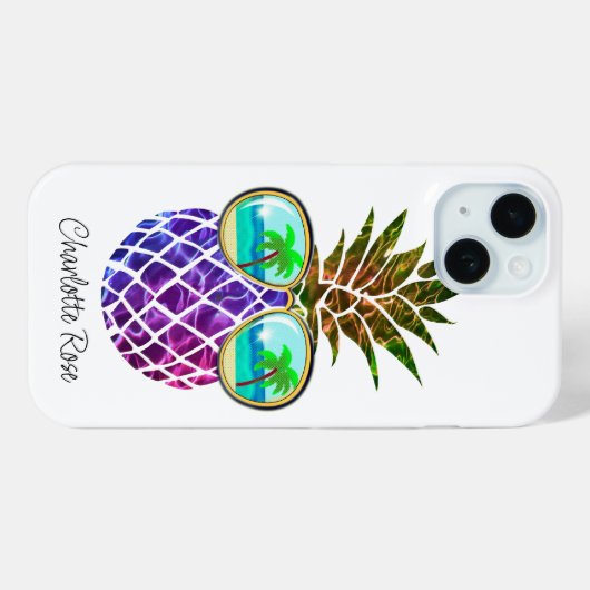 Coques Case-Mate iPhone Ananas rose violet tropical (Verso (horizontal))