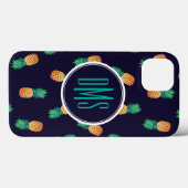 Coques Case-Mate iPhone Ananas Sur Marine | Monogramme (Verso (horizontal))