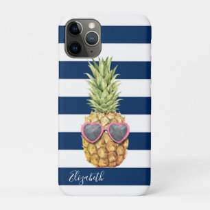 Case-Mate iPhone Case Ananas Tropical Cool ,Rayé Bleu Marine 