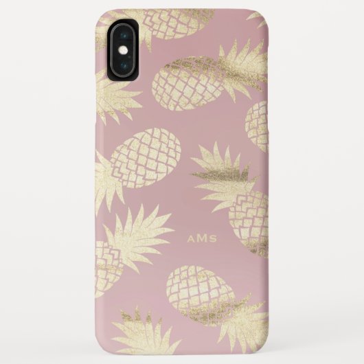 Coques Case-Mate iPhone Ananas Tropical Or Motif Monogramme rose (Dos)