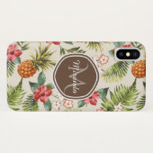 Coques Case-Mate iPhone Ananas tropicale exotique Floral Monogramme Brown (Dos (Horizontal))