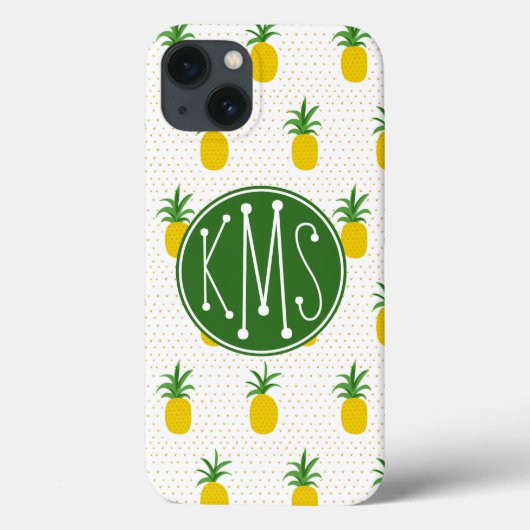 Coques Case-Mate iPhone Ananas tropicaux d'or | Monogramme (Verso)