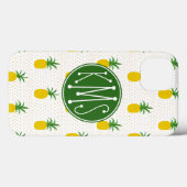 Coques Case-Mate iPhone Ananas tropicaux d'or | Monogramme (Verso (horizontal))