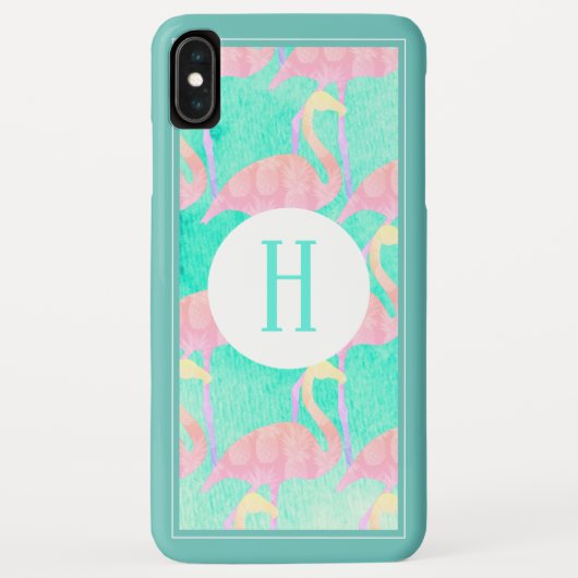 Coques Case-Mate iPhone Ananas tropicaux Flamants roses roses | Monogramme (Dos)