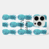 Coques Case-Mate iPhone Ananas tropicaux Turquoise Aqua (Verso (horizontal))