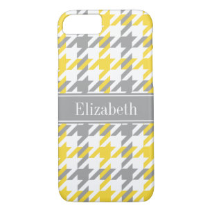 Coque iPhone 7 Ananas Wht Dk Grey Houndstooth Nom Monogramme