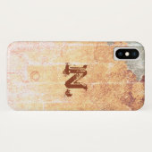 Coques Case-Mate iPhone Ancien métal d'or Imitation et votre monogramme (Dos (Horizontal))