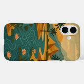 Coques Case-Mate iPhone Ancien Nil Mystique Pyramides Or Turquoise (Verso (horizontal))