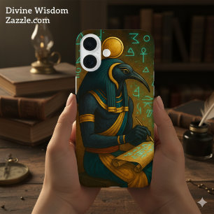 Coques iPhone 16 Plus Ancien Thot Sacré Script Or Turquoise