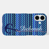 Coques Case-Mate iPhone ancrage bleu mer personnalisé (Verso (horizontal))