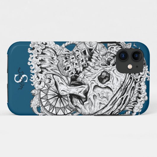 Coques Case-Mate iPhone Ancrage bleu squelette (Dos (Horizontal))