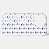 Coques Case-Mate iPhone Ancrage nautique blanc bleu marine bleu motif mign (Verso (horizontal))