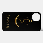 Coques Case-Mate iPhone Ancrage or sur nom nautique noir (Verso (horizontal))