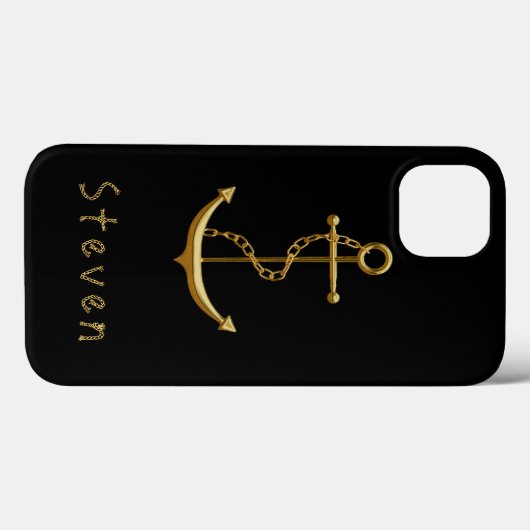 Coques Case-Mate iPhone Ancrage or sur nom nautique noir (Verso (horizontal))