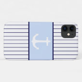 Coques Case-Mate iPhone Ancre blanche Capitaine Rayures bleues Mer Océan (Dos (Horizontal))
