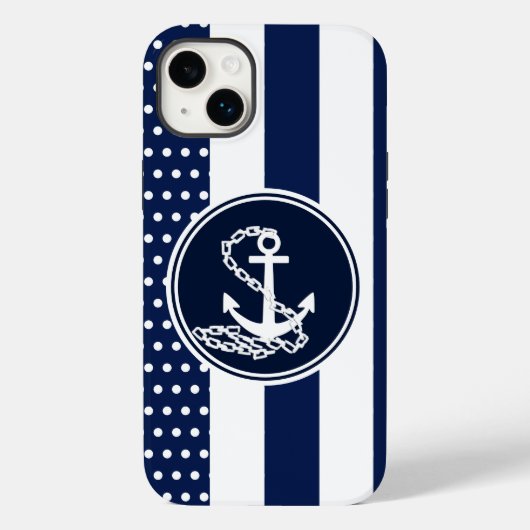 Coques Case-Mate iPhone Ancre, Bleu Et Blancs Style Nautique (Verso)