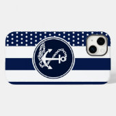 Coques Case-Mate iPhone Ancre, Bleu Et Blancs Style Nautique (Verso (horizontal))