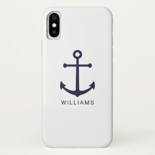 Case-Mate iPhone Case Ancre bleue marine et nom personnalisé