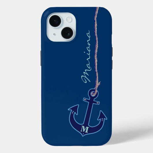 Coques Case-Mate iPhone Ancre bleue marine personnalisée (Verso)