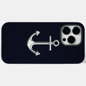 Coques Case-Mate iPhone Ancre Chrome nautique sur l'impression de fibre de (Verso (horizontal))