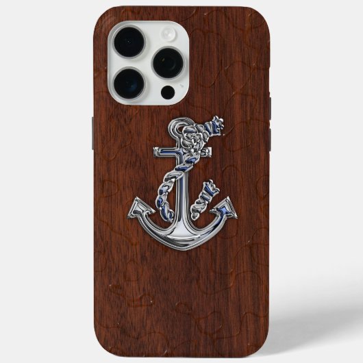 Coques Case-Mate iPhone Ancre Chrome sur Wet Mahogany Imprimer (Verso)