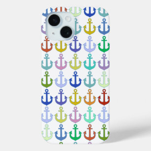 Coque Pour iPhone 15 ancre colorée design marine motif