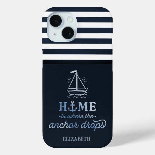 Coques Case-Mate iPhone Ancre de bateau nautique bleu marine (Verso)