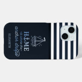 Coques Case-Mate iPhone Ancre de bateau nautique bleu marine (Verso (horizontal))