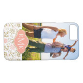 Coques Case-Mate iPhone Ancre d'or Pattern| votre photo et monogramme (Dos (Horizontal))
